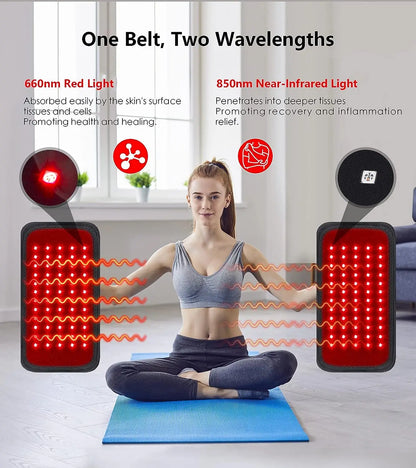 Compact & Portable 60 LEDs Red & Infrared Light Therapy Belt – Ultimate Pain Relief on the Go! 🌟