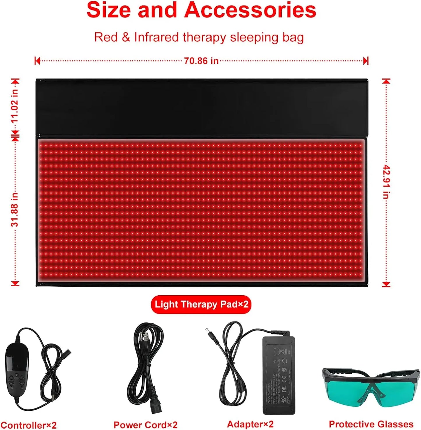 New 2560pcs LED 660&850nm Red Light Therapy Mat Bag Near Infrared Light Therapy Mat Large Pads for Full Whole Body