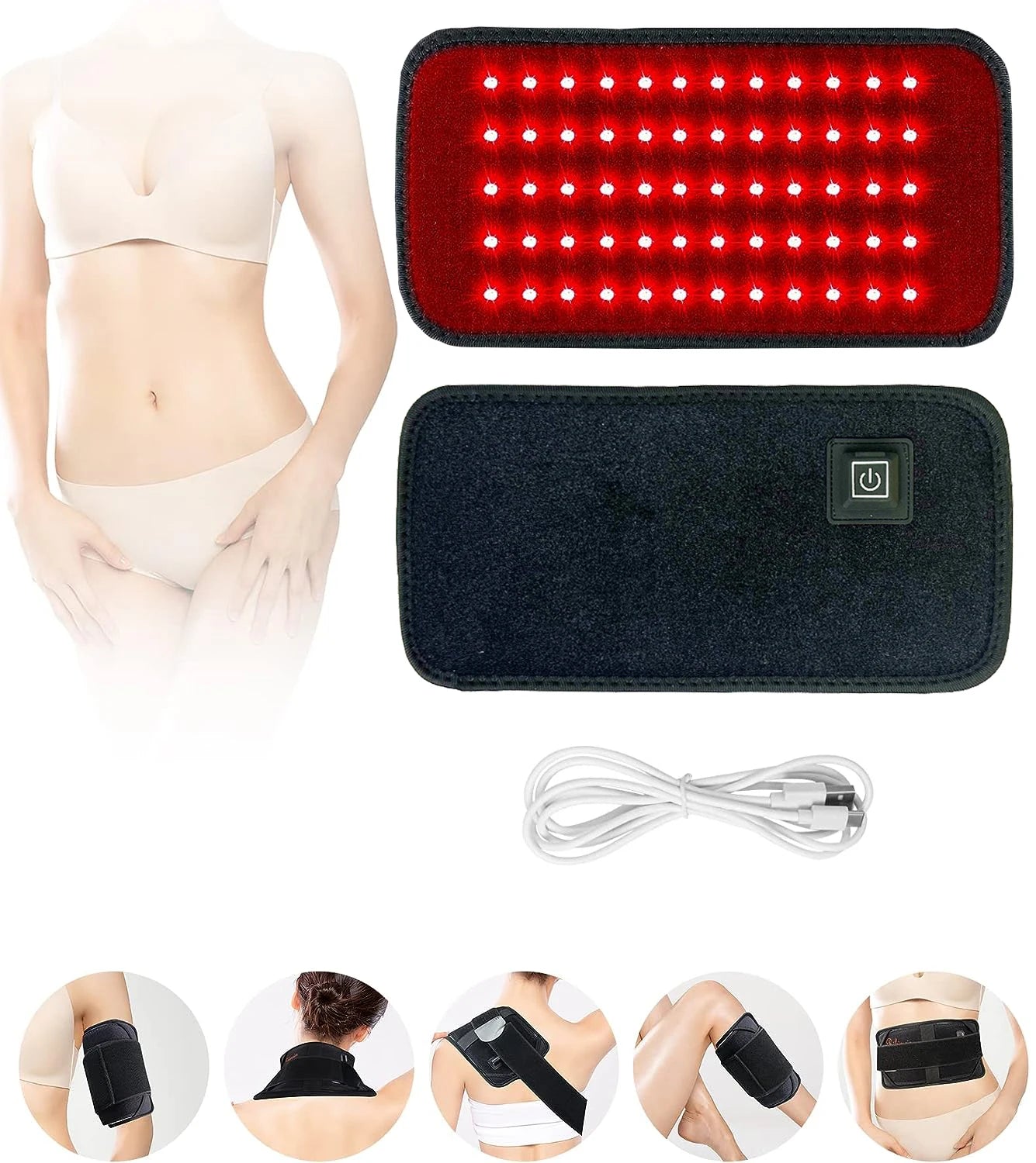 Compact & Portable 60 LEDs Red & Infrared Light Therapy Belt – Ultimate Pain Relief on the Go! 🌟