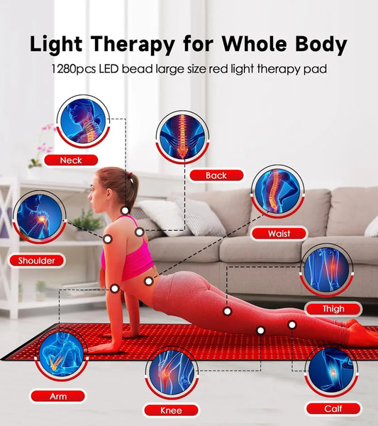 1280 LEDs Red Infrared Light Therapy Mat – Ultimate Full-Body Healing! 🌟