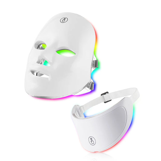 7-Color LED Facial & Neck Mask – Red Light Therapy for Anti-Aging, Skin Tightening & Lifting